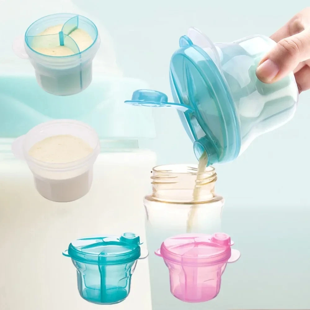 Formula Dispenser Portable - صندوق تخزين طعام الأطفال بثلاثة أقسام،