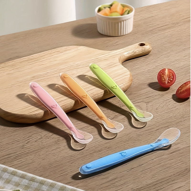 Baby Food Utensil - 1/2 قطعة ملعقة سيليكون ناعمة للأطفال،