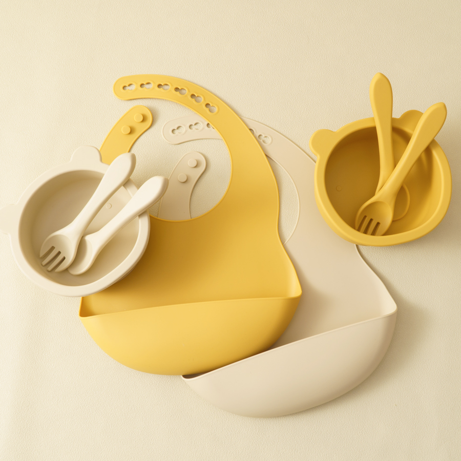 Baby Food Utensil - أدوات مائدة من السيليكون للأطفال ،