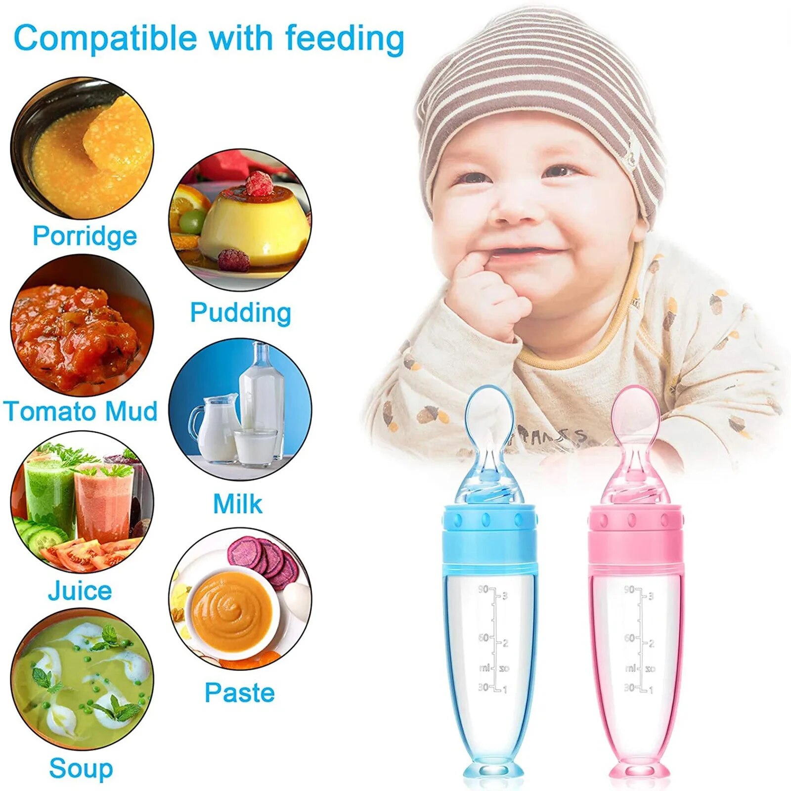 زجاجة سيليكون قابلة للاكتئاب ت - مراجعة Baby Food Feeder وسعره